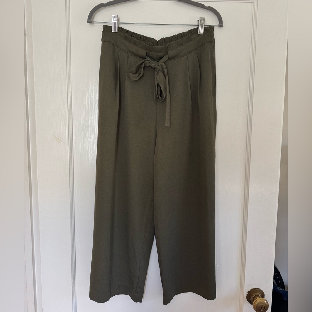 DR2 Olive Wide Leg Tie-Waist Pants
